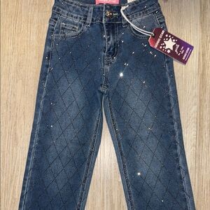 NWT GOGO STAR Littke Girls' Blue Rhinestone Jeans - Size 5